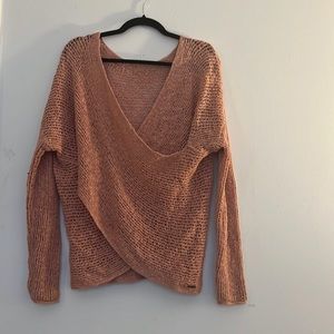 Billabong  Women's Pink Knit Sweater Pull Over with Wrap detail